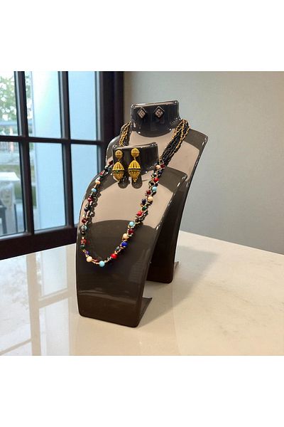 STAND MARKET Necklace Stand Acrylic - Jewelry Display and Storage Stand Anthracite Gray Set of 2