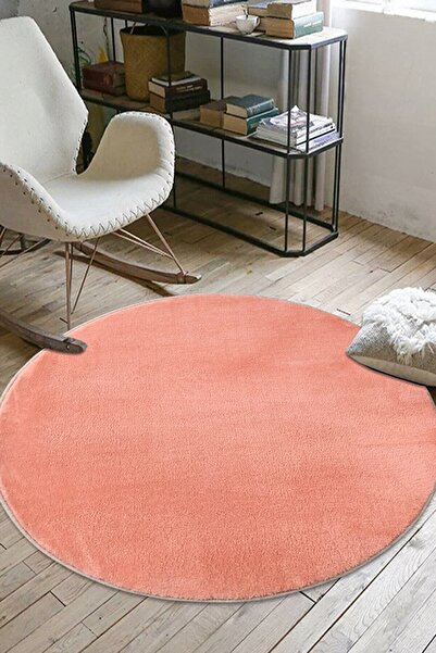 Genel Markalar Puffy Yuvarlak Pembe Overloklu Peluş Yumuşacık Yıkanabilir Kay...