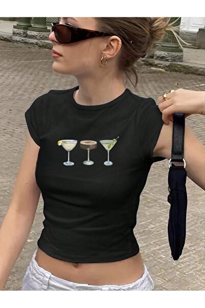 over head oh Tricou crop cu imprimeu Y2K Goblets pentru femei