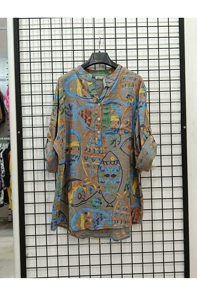 Butik Şans Италианска блуза-риза с детайл от фигура на риба