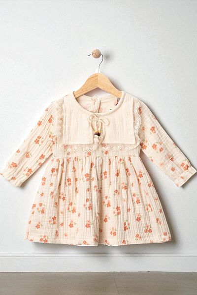 minuma Baby Girl Sailor Collar Floral Patterned Dress 9/24 Months