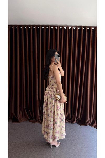 HAZELANNA Yellow Dress with Strap Floral