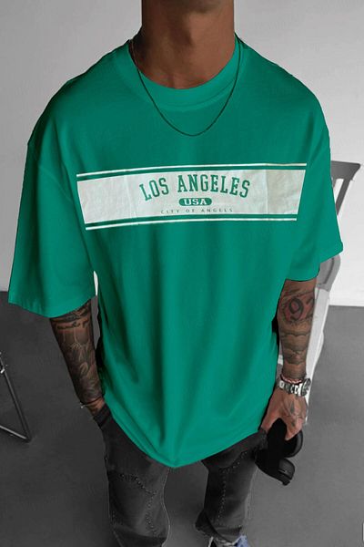 Millionaire Ανδρικό μπλουζάκι Bntn Green City Of Angels Oversize Fit Loose Wide Fit Loose Cut