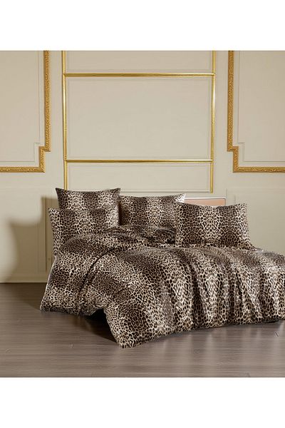 MORRİVAL Комплект за двойно легло NEVRESTIM с леопардов мотив, размер KING SIZE 200 X 230, с 4 калъфки за възглавници, без чаршафи, 5 части