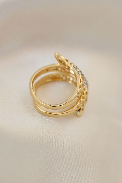 Skygo Adjustable Gold Color Metal Zircon Stone Ring - Tj-Byk2040