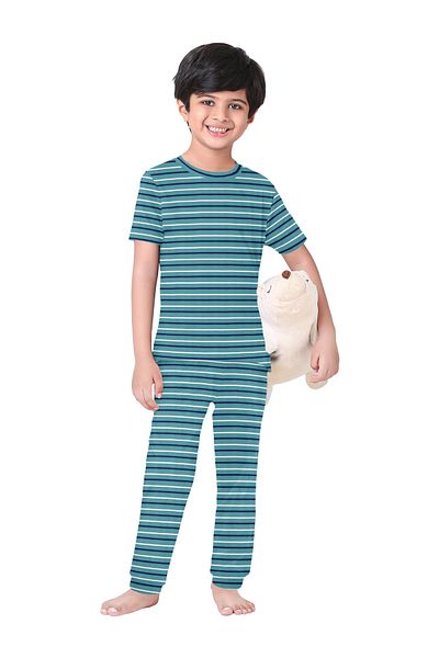 LAUREN SMITH Kids Boys' 100% Cotton Loungewear Set –Trendy Top and Pajama Bottom with Playful Prints