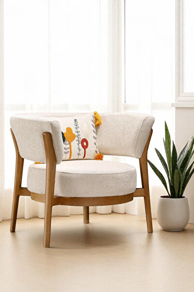 Niron Moda Berjer - Özel Tasarım Lüks Tekli Koltuk | Ahşap Ayaklı, Modern Yuv...