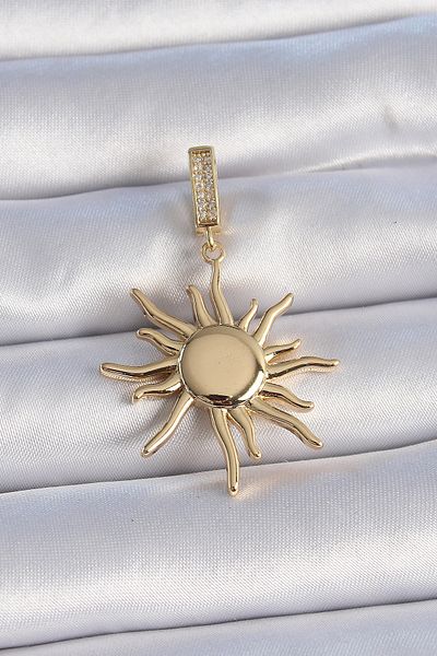 Skygo Brass Gold Color Zircon Stone Detailed Sun Model Ajda Charm - Tj-Bc1008