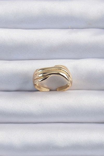 Skygo Brass Gold Color Crimped Adjustable Ring - Tj-Byk3291