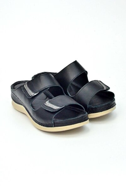 TABYA Δερμάτινες παντόφλες με διπλή ταινία Velcro 2303