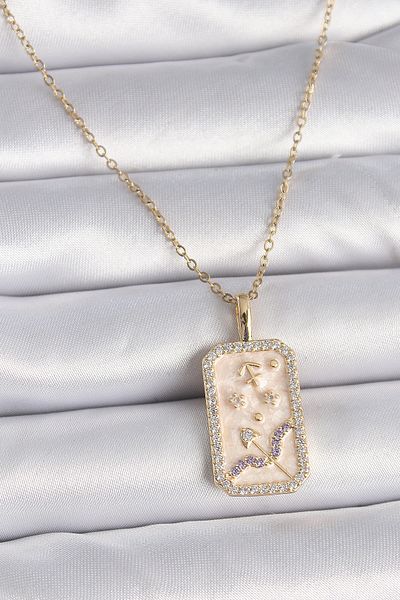 Skygo Gold Colored 316L Steel Zircon Stone Women's Necklace - Tj-Bko9464