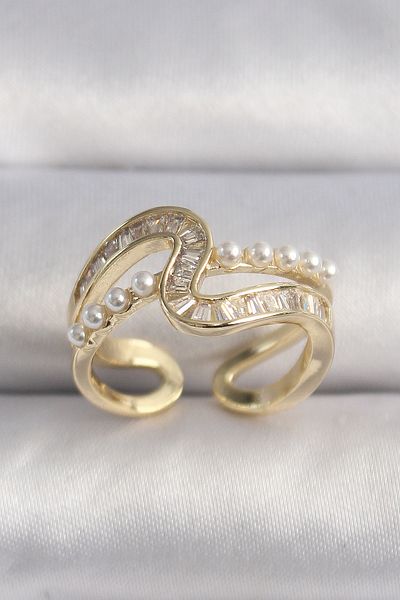 Skygo Colorful Zircon Stone Ring, Brass Gold Fine Detail Series