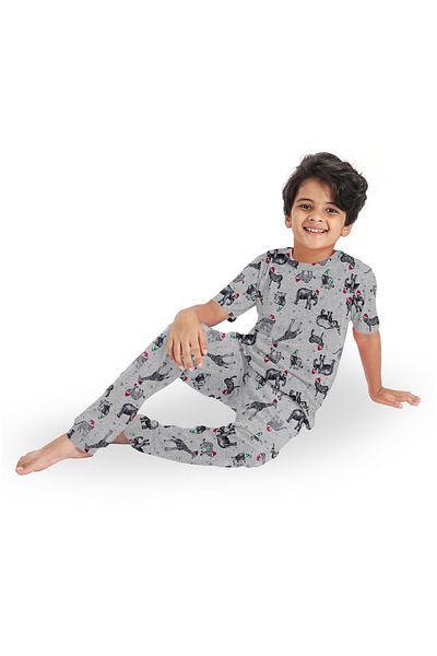 LAUREN SMITH Kids Boys' 100% Cotton Loungewear Set –Trendy Top and Pajama Bottom with Playful Prints