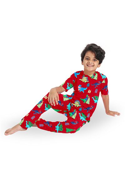 LAUREN SMITH Kids Boys' 100% Cotton Loungewear Set –Trendy Top and Pajama Bottom with Playful Prints