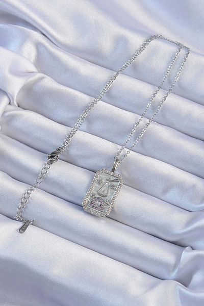 Skygo 316L Steel Chain Silver Color Lilac Zircon Stone Tarot Necklace - Tj-Bko9238