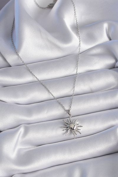 Skygo 316L Steel Silver Color Chain Sun Figure Women's Necklace - Tj-Bko9431