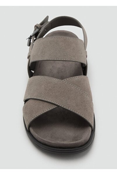 MANGO Man Çapraz deri tokalı sandalet