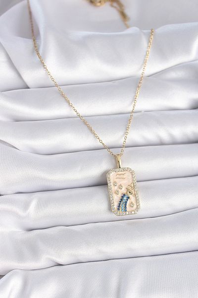 Skygo Gold Colored 316L Steel Zircon Stone Women's Necklace - Tj-Bko9458