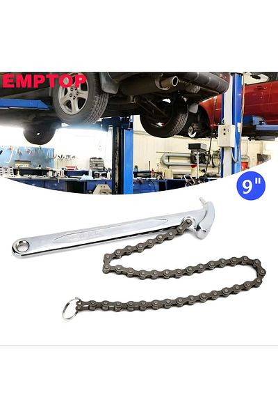EMTOP Adjustable Heavy Duty Oil Chain Filter Wrench Tool | Car Engine Grip & Fuel Filter Removal Wrench