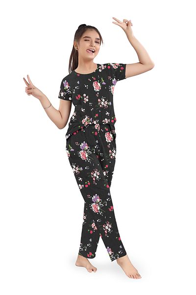 LAUREN SMITH Kids Cotton Loungewear Set – Comfortable Summer T-Shirt & Pajama Bottoms in Cute Prints