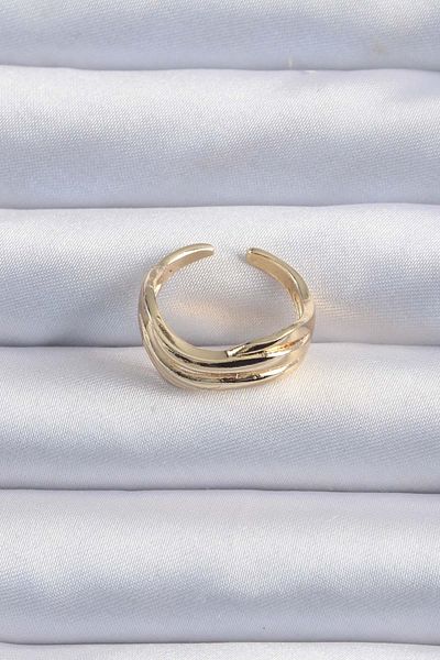 Skygo Brass Gold Color Crimped Adjustable Ring - Tj-Byk3291