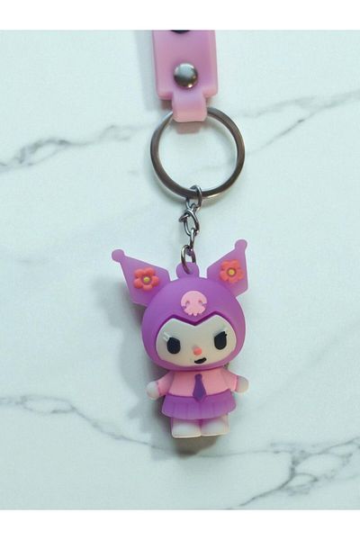 VerdeHome 3D Silicone Kuromi Keychain – Cute Bag Ornament, Soft and Durable Accessory