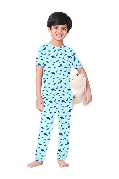 LAUREN SMITH Kids Boys' 100% Cotton Loungewear Set –Trendy Top and Pajama Bottom with Playful Prints