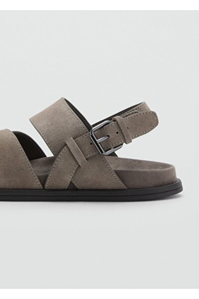 MANGO Man Çapraz deri tokalı sandalet