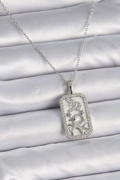 Skygo 316L Steel Silver Color Chain Capricorn Zodiac Sign Zircon Stone Women's Necklace - Tj-Bko9449