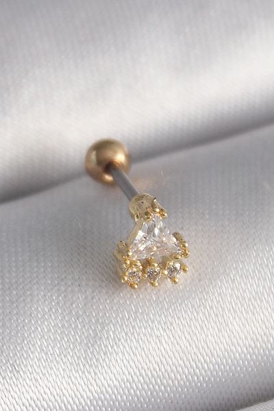 Skygo 316L Steel Gold Color Triangle Zircon Stone Tragus Piercing - Tj-Pr1238