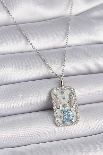 Skygo 316L Steel Silver Chain - Zodiac Zircon Stone Women's Necklace Tj-Bko9446