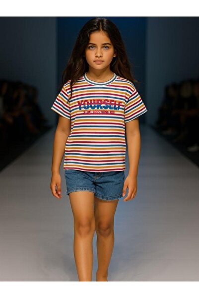 Zekids Tricou din bumbac cu dungi pentru copii