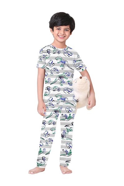 LAUREN SMITH Kids Boys' 100% Cotton Loungewear Set –Trendy Top and Pajama Bottom with Playful Prints