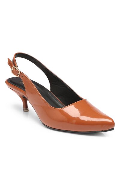 GNIST By Styli Plain Pointed Toe Kitten Heel Slingback Shoes