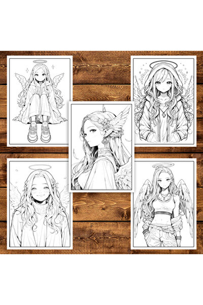 Legendary Gifts Carte de colorat pentru adulți, 50 de ilustrații, fete înger ...