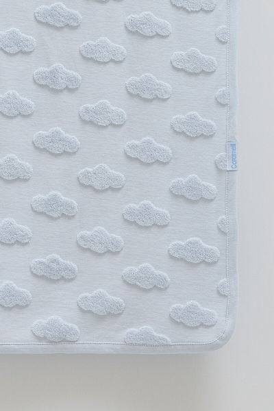 Caramell 100% Natural Cotton (85-90cm) Baby Blanket Cloud Pattern Color-Blue