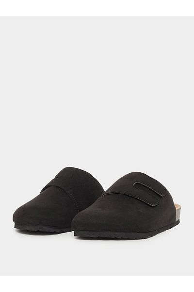 Styli Plain Velcro Detail Faux Suede Clog Sandals
