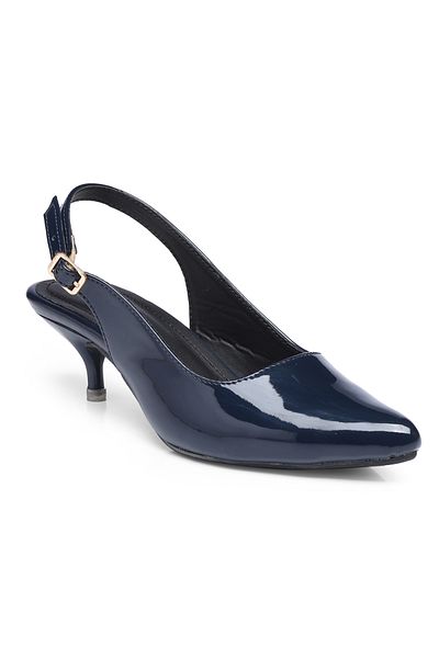 GNIST By Styli Plain Pointed Toe Kitten Heel Slingback Shoes