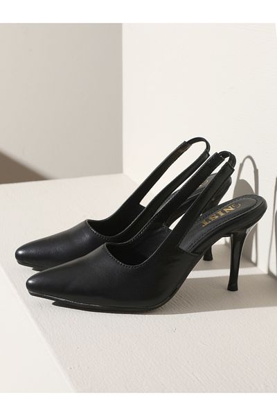GNIST By Styli Plain Pointed Toe Stiletto Heel Slingback Shoes