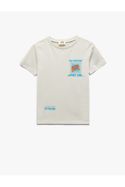 Koton New Season Cotton Crew Neck Short Sleeve Game Printed T-Shirt