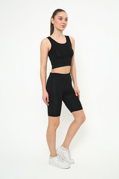OPENDO Strappy Crop & Biker Leggings Double Set (Without Pads)