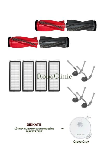 Roboclinic Main Brush, Side Brush, Hepa Filter Set-12 Pieces Compatible for Roborock Qrevo Curv Robot Vacuum Cleaner