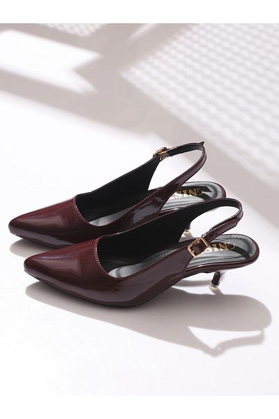 GNIST By Styli Plain Pointed Toe Kitten Heel Slingback Shoes