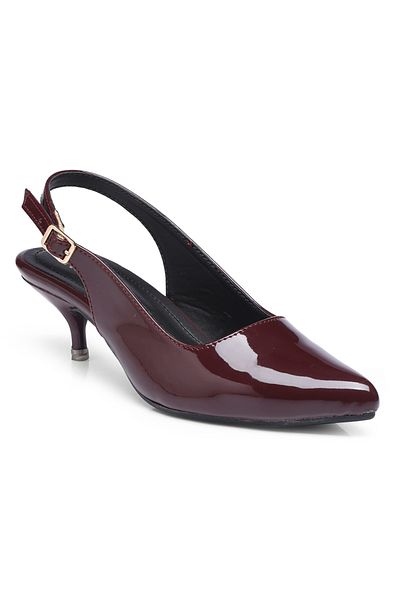 GNIST By Styli Plain Pointed Toe Kitten Heel Slingback Shoes