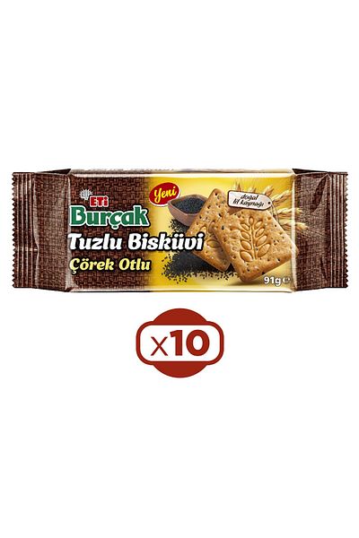 Eti Burçak Salted Biscuits with Black Cumin 91 g X 10 Pieces