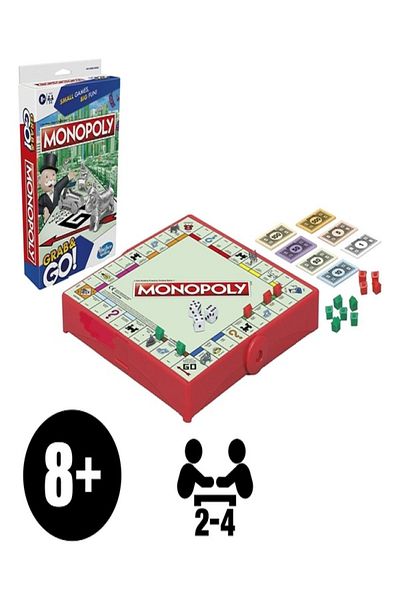Hasbro Monopoly Grab & Go Classic Board Game Multicolor