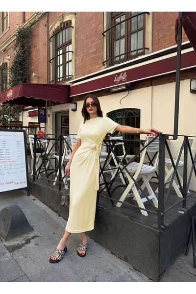 şems fashion Rochie Otaku pentru femei, cu șireturi laterale, din țesătură modală