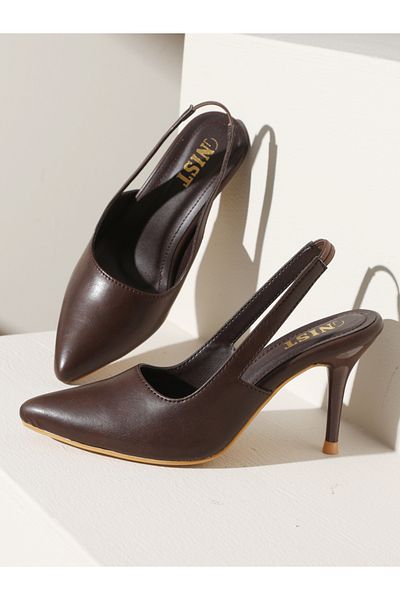 GNIST By Styli Plain Pointed Toe Stiletto Heel Slingback Shoes