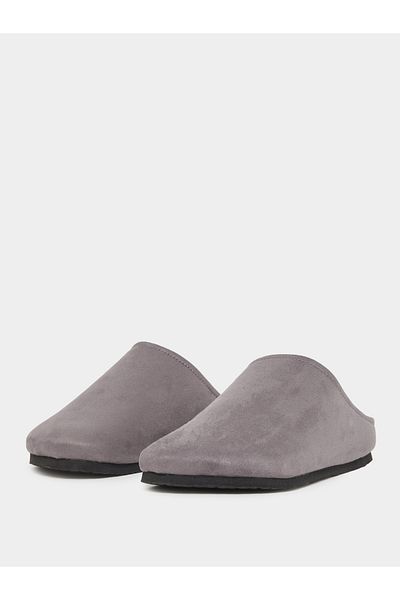 Styli Plain Round Toe Faux Suede Clog Sandals