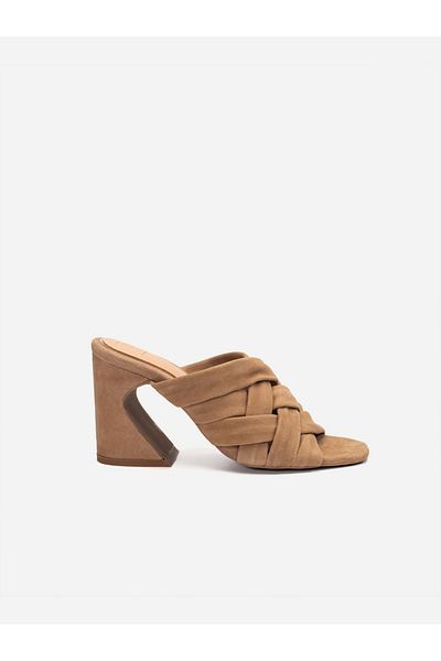 Heel Your Sole By Styli Women Brown Plain Criss Cross Leather Block Heel Sandals
